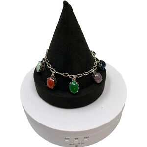 1980's Silver-Tone Glass (8 Stones) 8.25" Bracelet